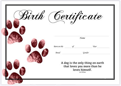 Free Printable Animal Birth Certificates